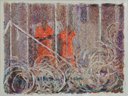 Zeitungsbilder: 'Guantanamo', Oel auf unbelichtetem Fotopapier, 31 x 41,5 cm