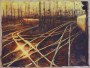 Zeitungsbilder: 'Meine goldenen Gleise', Oel auf unbelichtetem Fotopapier, 31 x 41,5 cm